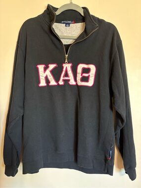Sport-Tek Kappa Alpha Theta Black Quarter-Zip Sweatshirt with Pink Embroiderey